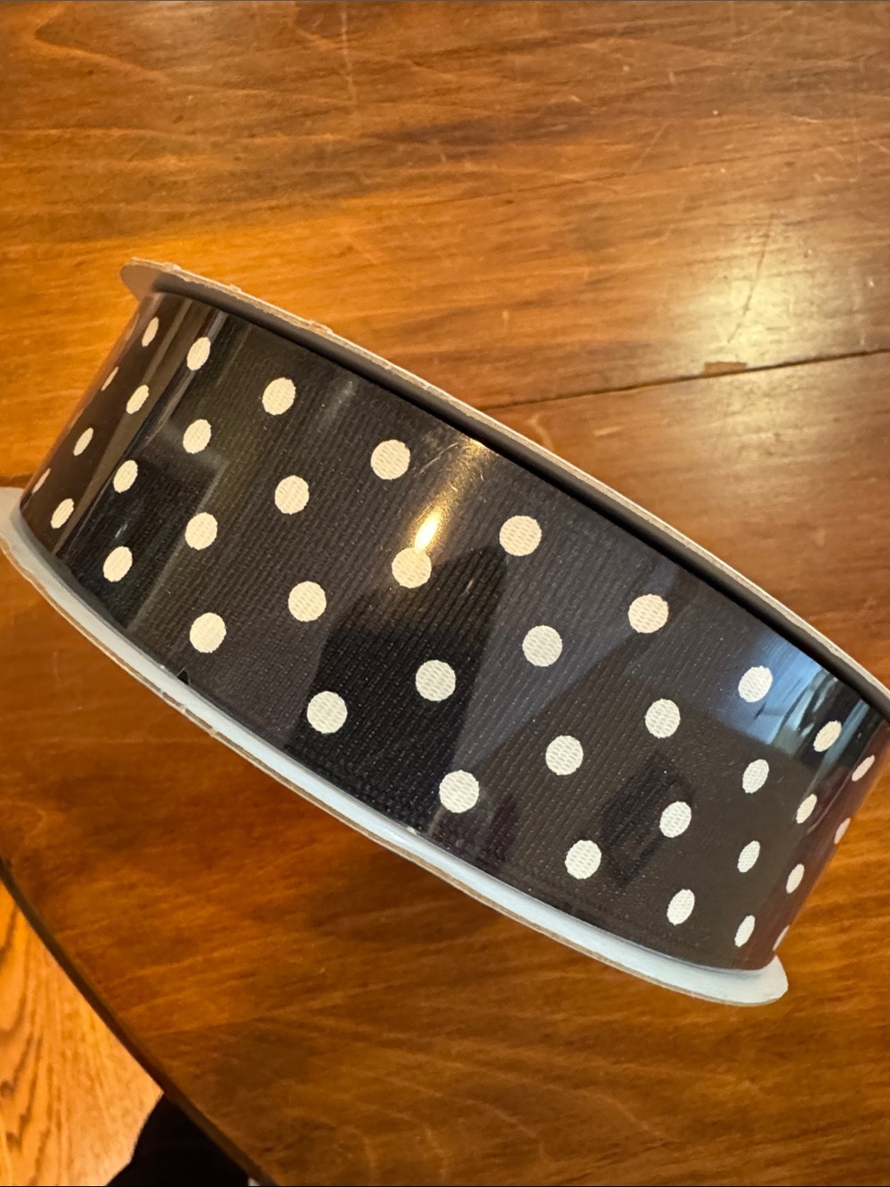NEW Sealed Kirkland Signature Wired Black White Polka Dot Grosgrain 50 yds 1.5”
